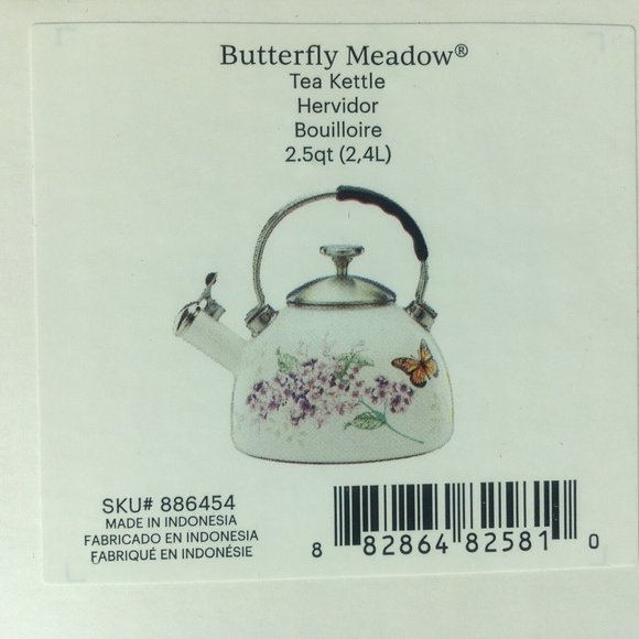 brand new LILAC PURPLE FLORAL Lenox Butterfly Meadow 2.5-Quart Tea Kettle - Picture 12 of 14